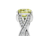 White gold Fancy Yellow Asscher Cut Cut Diamond Twisted Band with Milgrain Pave Setting and Four-Prong Setting_17
