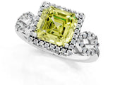 White gold Fancy Yellow Asscher Cut Cut Halo Diamond Infinity Band with Four-Prong Setting_1