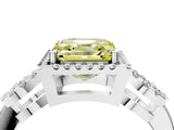 White gold Fancy Yellow Asscher Cut Cut Halo Diamond Infinity Band with Four-Prong Setting_4