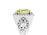 White gold Fancy Yellow Asscher Cut Cut Halo Diamond Infinity Band with Four-Prong Setting_5