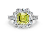 White gold Fancy Yellow Asscher Cut Cut Halo Diamond Pavé Engagement Ring with Milgrain Detailing_12