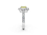 White gold Fancy Yellow Asscher Cut Cut Halo Diamond Pavé Engagement Ring with Milgrain Detailing_14