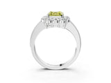 White gold Fancy Yellow Asscher Cut Cut Halo Diamond Pavé Engagement Ring with Milgrain Detailing_15