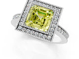 White gold Fancy Yellow Asscher Cut Cut Halo Pavé Diamond Ring_1