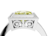White gold Fancy Yellow Asscher Cut Cut Halo Pavé Diamond Ring_4