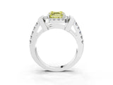 White gold Fancy Yellow Asscher Cut Cut Halo Split Shank Prong Set Ring_3