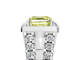 White gold Fancy Yellow Asscher Cut Cut Halo Split Shank Prong Set Ring_5