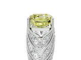 White gold Fancy Yellow Asscher Cut Cut Milgrain Pave Diamond Engagement Ring with Four-Prong Setting_20