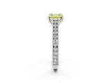 White gold Fancy Yellow Asscher Cut Cut Pave Band Milgrain Solitaire Ring_2