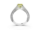 White gold Fancy Yellow Asscher Cut Cut Pave Band Milgrain Solitaire Ring_3