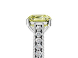 White gold Fancy Yellow Asscher Cut Cut Pave Band Milgrain Solitaire Ring_5