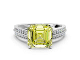 White gold Fancy Yellow Asscher Cut Cut Pave Split Shank Engagement Ring with Four-Prong Setting_12