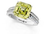 White gold Fancy Yellow Asscher Cut Cut Pave Split Shank Engagement Ring with Four-Prong Setting_13