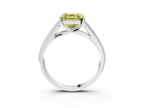 White gold Fancy Yellow Asscher Cut Cut Pave Split Shank Engagement Ring with Four-Prong Setting_15