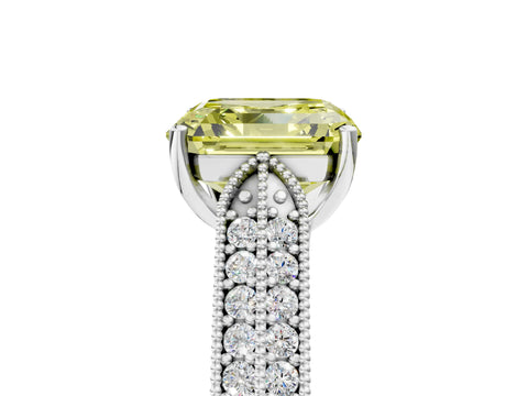 White gold Fancy Yellow Asscher Cut Cut Pave Split Shank Engagement Ring with Four-Prong Setting_17