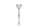 White gold Fancy Yellow Asscher Cut Diamond Brilliant Solitaire Ring with Pavé Band and Four-Prong Setting_26