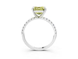 White gold Fancy Yellow Asscher Cut Diamond Brilliant Solitaire Ring with Pavé Band and Four-Prong Setting_27