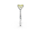 White gold Fancy Yellow Asscher Cut Diamond Brilliant Solitaire Ring with Pavé Band and Four-Prong Setting_32