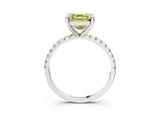White gold Fancy Yellow Asscher Cut Diamond Brilliant Solitaire Ring with Pavé Band and Four-Prong Setting_33