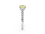 White gold Fancy Yellow Asscher Cut Diamond Cathedral Solitaire Ring with Round  Pavé Band_113