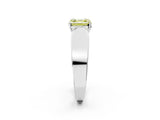 White gold Fancy Yellow Asscher Cut Diamond Channel Set Solitaire Ring with Four-Prong Setting_16