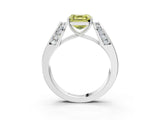 White gold Fancy Yellow Asscher Cut Diamond Channel Set Solitaire Ring with Four-Prong Setting_17