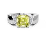 White gold Fancy Yellow Asscher Cut Diamond Channel Set Solitaire Ring with Four-Prong Setting_38
