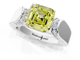 White gold Fancy Yellow Asscher Cut Diamond Channel Set Solitaire Ring with Four-Prong Setting_39
