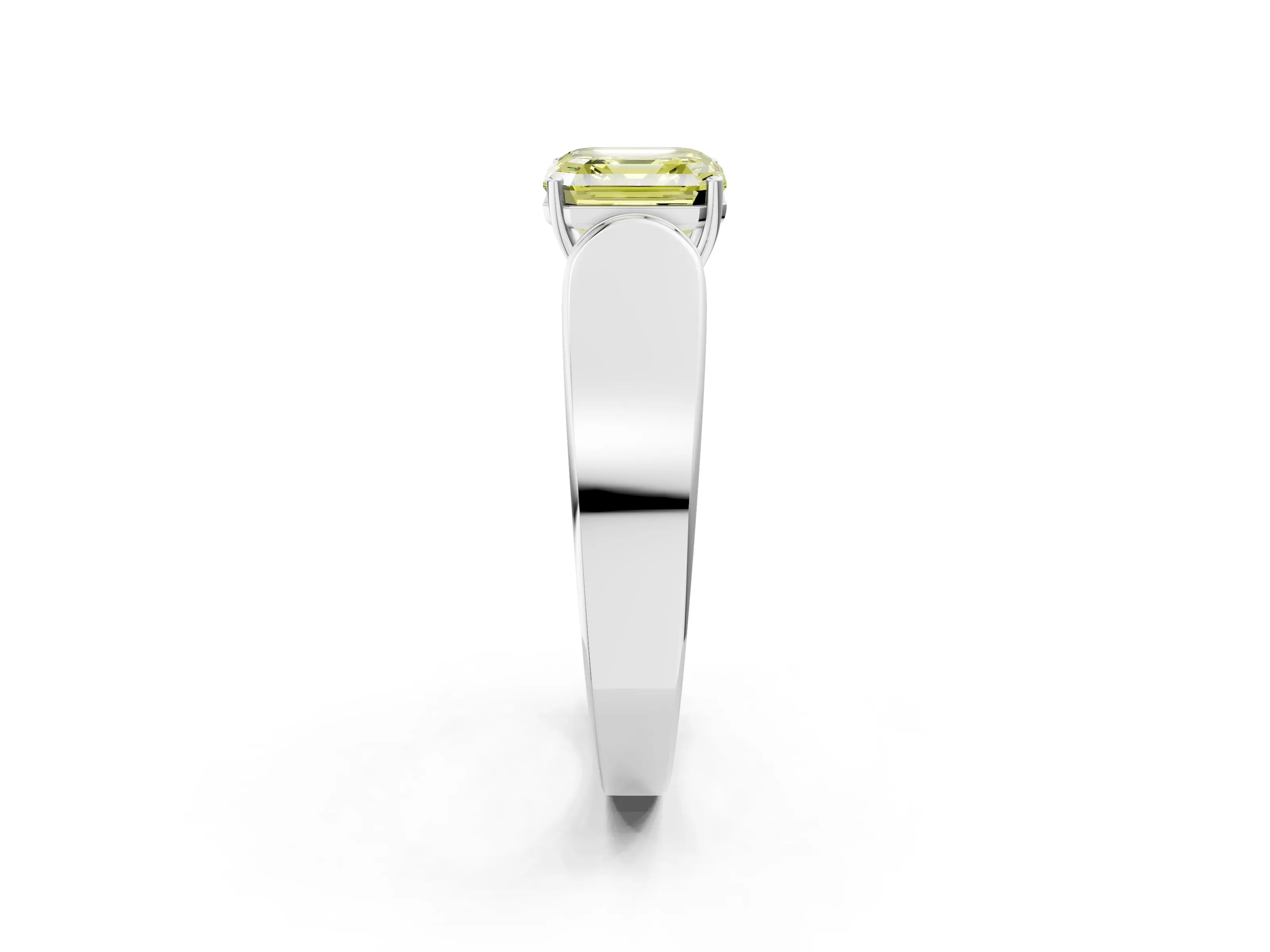 White gold Fancy Yellow Asscher Cut Diamond Channel Set Solitaire Ring with Four-Prong Setting_40