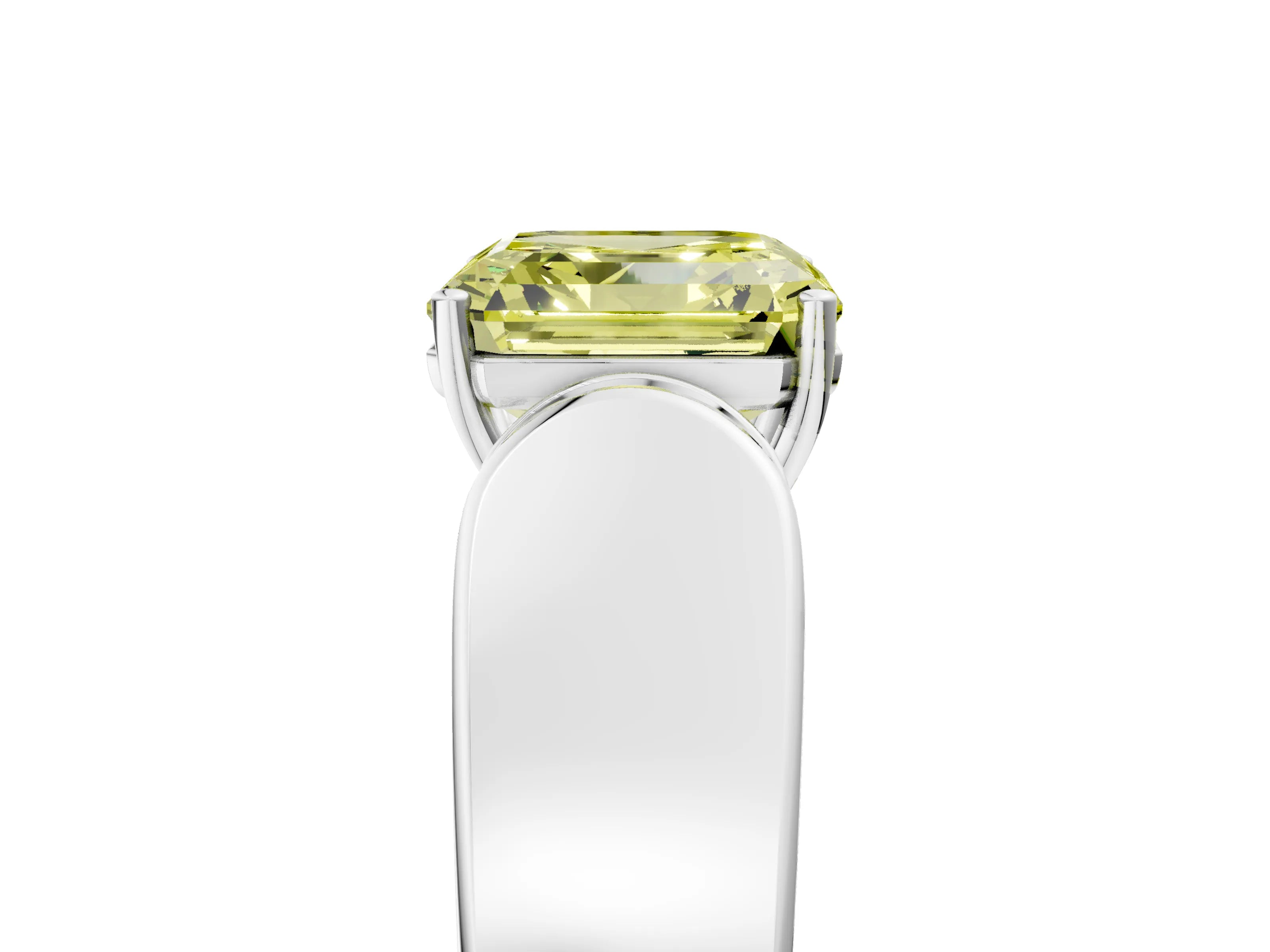 White gold Fancy Yellow Asscher Cut Diamond Channel Set Solitaire Ring with Four-Prong Setting_43