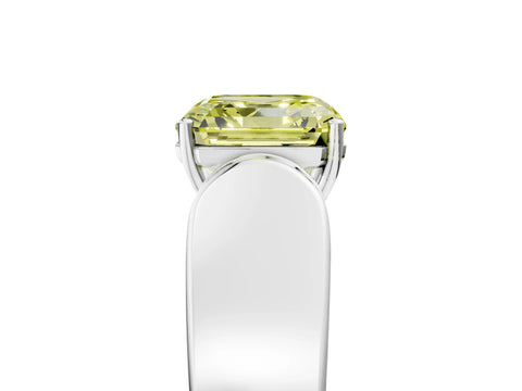 White gold Fancy Yellow Asscher Cut Diamond Channel Set Solitaire Ring with Four-Prong Setting_43