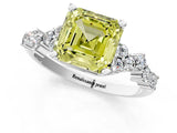 White gold Fancy Yellow Asscher Cut Diamond Cluster Pavé Band with Four-Prong Setting_25