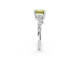 White gold Fancy Yellow Asscher Cut Diamond Cluster Pavé Band with Four-Prong Setting_26