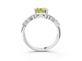 White gold Fancy Yellow Asscher Cut Diamond Cluster Pavé Band with Four-Prong Setting_27