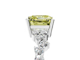 White gold Fancy Yellow Asscher Cut Diamond Cluster Pavé Band with Four-Prong Setting_29