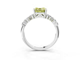 White gold Fancy Yellow Asscher Cut Diamond Cluster Pavé Band with Four-Prong Setting_6