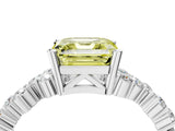 White gold Fancy Yellow Asscher Cut Diamond Cluster Pavé Band with Four-Prong Setting_7
