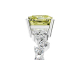 White gold Fancy Yellow Asscher Cut Diamond Cluster Pavé Band with Four-Prong Setting_8