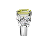 White gold Fancy Yellow Asscher  Cut Diamond Cluster Ring with Round Accent Stones and Prong Setting on a Classic Band_51