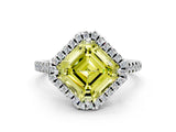 White gold Fancy Yellow Asscher Cut Diamond Cushion Halo Ring with Pavé Band_24