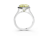 White gold Fancy Yellow Asscher Cut Diamond Cushion Halo Ring with Pavé Band_27