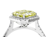 White gold Fancy Yellow Asscher Cut Diamond Cushion Halo Ring with Pavé Band_28