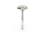 White gold Fancy Yellow Asscher Cut Diamond Cushion Halo Ring with Pavé Band_32