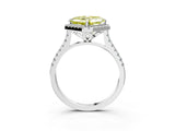 White gold Fancy Yellow Asscher Cut Diamond Cushion Halo Ring with Pavé Band_33