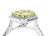 White gold Fancy Yellow Asscher Cut Diamond Cushion Halo Ring with Pavé Band_40