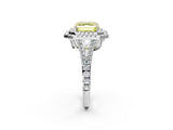 White gold Fancy Yellow Asscher Cut Diamond Double Halo Ring with Pavé Band and Prong Setting_49