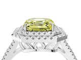 White gold Fancy Yellow Asscher Cut Diamond Double Halo Ring with Pavé Band and Prong Setting_58