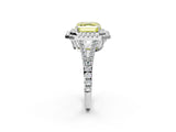 White gold Fancy Yellow Asscher Cut Diamond Double Halo Ring with Pavé Band and Prong Setting_65