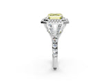 White gold Fancy Yellow Asscher Cut Diamond Double Halo Ring with Split Shank and Prong Setting_29