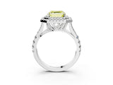 White gold Fancy Yellow Asscher Cut Diamond Double Halo Ring with Split Shank and Prong Setting_30